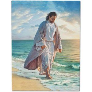 Jesus Christ Walking on the Beach Poster Catholic Canvas Print  8x10 Inches